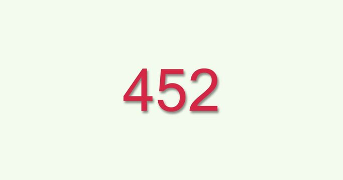 Countdown from 0 to 900 in 10 seconds animation. 4K resolution animation. Minimal style Red numbers countdown on white background.