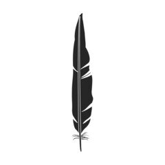 Feather of bird black vector icon.Black vector illustration watercolor of pen. Isolated illustration of feather of bird icon on white background.