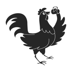 Cock of animal black vector icon.Black vector illustration rooster. Isolated illustration of cock rooster icon on white background.