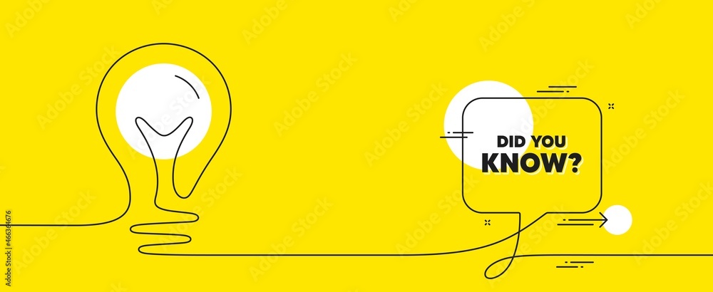 Poster did you know text. continuous line idea chat bubble banner. special offer question sign. interesting