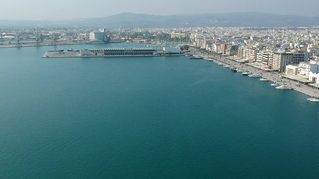 Aerial view over Volos seaside city, Magnesia, Greece