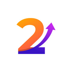 Number 2 Arrow Up Logo Symbol. Good for Company, Travel, Start up, Logistic and Graph Logos