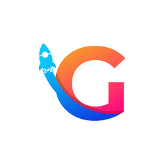 Initial Letter G with Rocket Logo Icon Symbol. Good for Company, Travel, Start up and Logistic Logos
