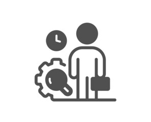 Inspect icon. Quality research sign. Person verification symbol. Classic flat style. Quality design element. Simple inspect icon. Vector