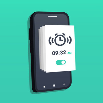 Set Up Multiple Alarm Reminder On Mobile Phone. Wake Up Time Settings. Illustration Vector