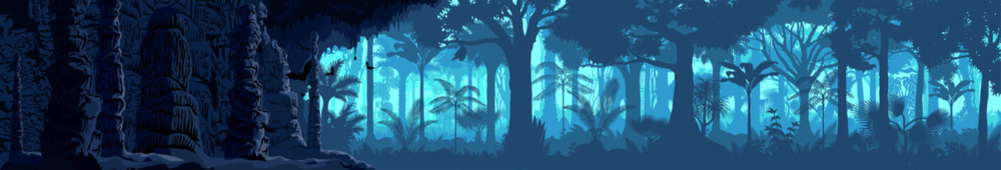 Fototapeta na wymiar vector cave in jungle illustration