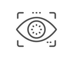 Eye detect line icon. Retina scan sign. Biometric data symbol. Quality design element. Linear style eye detect icon. Editable stroke. Vector
