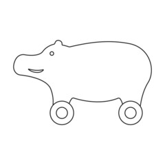 Wooden hippo vector icon.Outline vector icon isolated on white background wooden hippo.