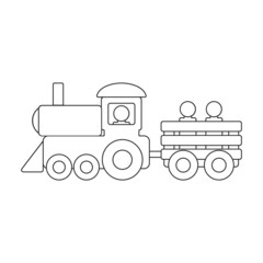 Wooden train vector icon.Outline vector icon isolated on white background wooden train.