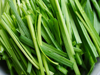 신선한 유기농 잎 채소 부추