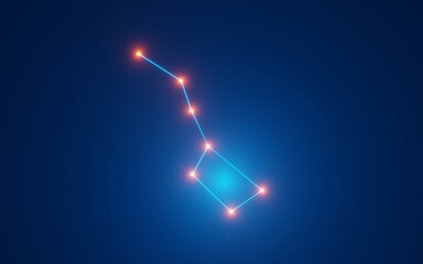Constellation Ursa Major, schematic image with neon blue light, 3D rendering