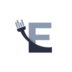 Letter E Brush and Paint with Minimalist Design Style