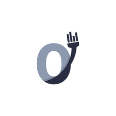 Number 0 Brush and Paint with Minimalist Design Style