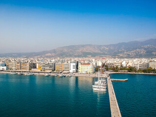 Fototapeta na wymiar Aerial view over Volos seaside city, Magnesia, Greece