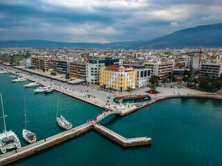 Obraz premium Aerial view over Volos seaside city, Magnesia, Greece