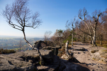 Beautiful autumn Landscape in the sandstone Mountains in the north Bohemia, Tisa Rocks, Czech Republic