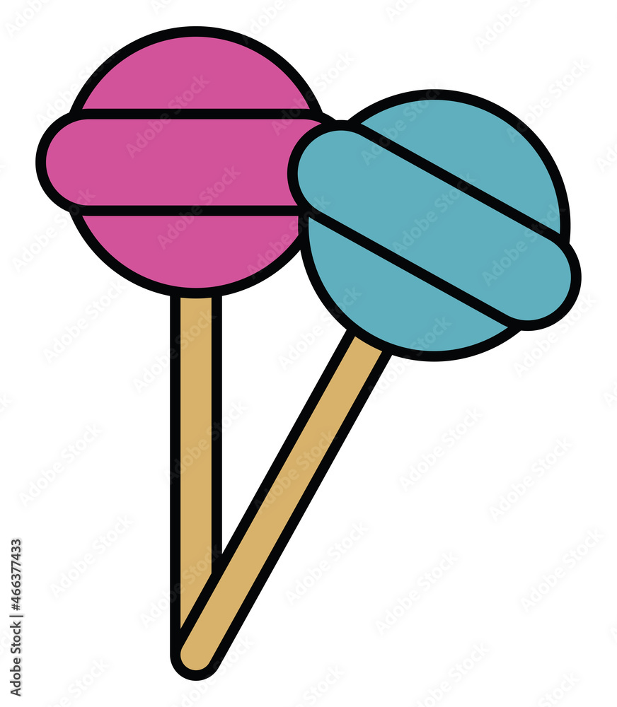 Poster Pink and blue lolipops, illustration, vector, on a white background.