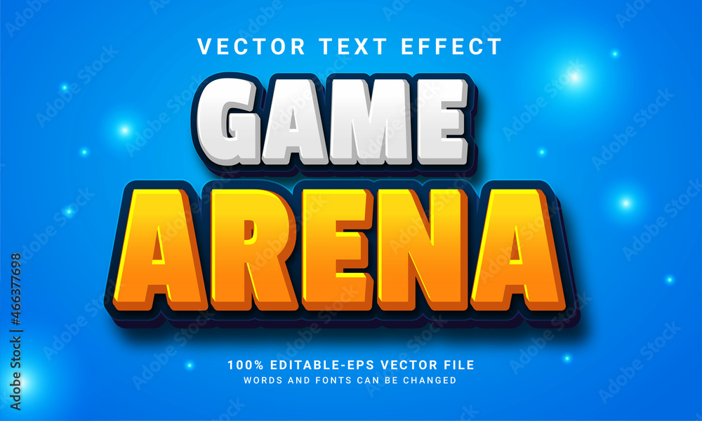 Poster game arena 3d text effect, editable text style and suitable for game assets