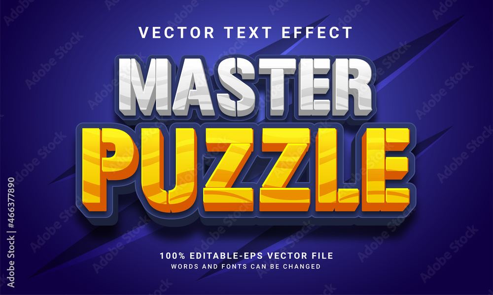 Poster master puzzle 3d text effect, editable text style and suitable for game assets