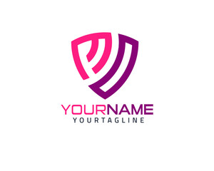 Letters MO shield, fully vector and customized logo design