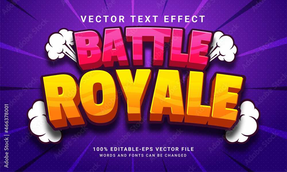 Poster battle royal 3d text effect, editable text style and suitable for game assets