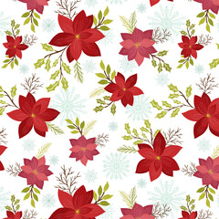 Snow_Flakes And Christmas Floral Pattern