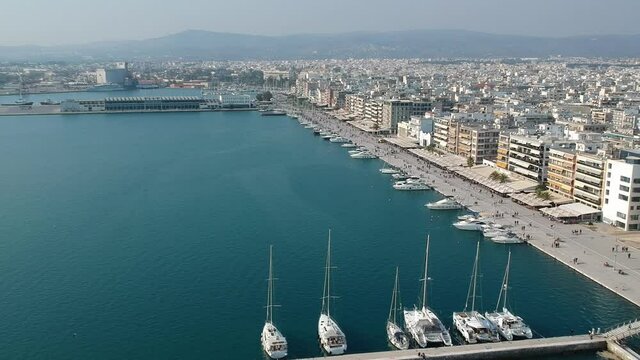 Aerial view over Volos seaside city, Magnesia, Greece