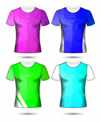  t-shirt templates abstract geometric collection of different colors polygonal mosaic