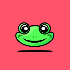 frog cute face with big eye illustration cartoon vector editable for icon or decoration