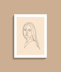 beautiful women line art drawing, hand painted, Continuous line vector editable for interiors or social media post