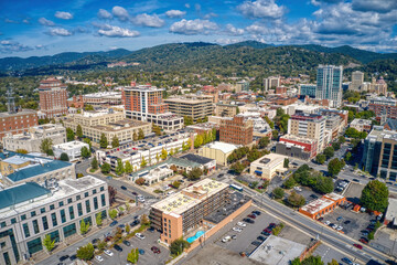 Aerial View of Asheville, North Carolina during Summer