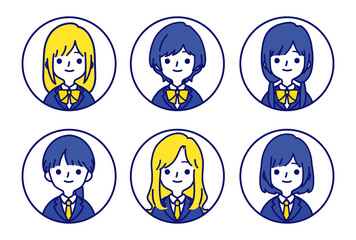 人物アイコンセット_女子高生