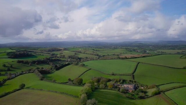 Road A380 and Fields over Torquay from a drone, Devon, England