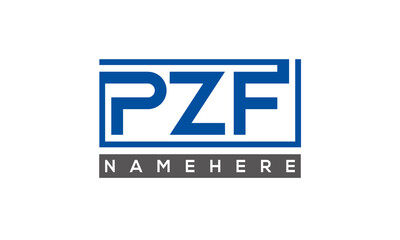 PZF Letters Logo With Rectangle Logo Vector
