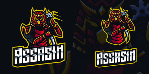 Assasin Samurai Gaming Mascot Logo Template