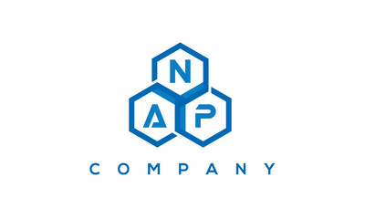 NAP letters design logo with three polygon hexagon logo vector template	