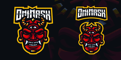 Oni Mask Mascot Gaming Logo Template