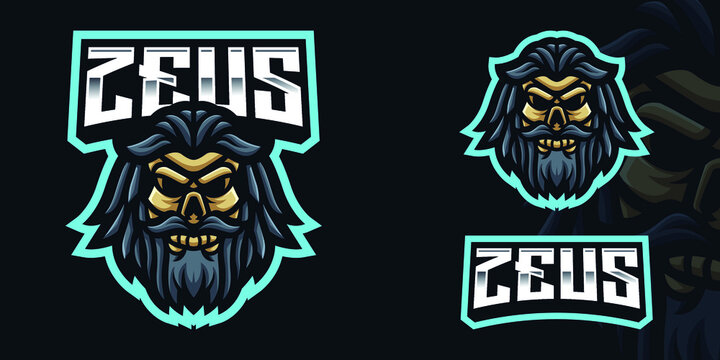Zeus Skull Gaming Mascot Logo Template