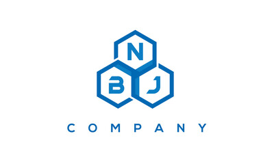 NBJ letters design logo with three polygon hexagon logo vector template	