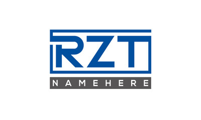 RZT Letters Logo With Rectangle Logo Vector