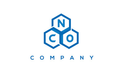 NCO letters design logo with three polygon hexagon logo vector template	