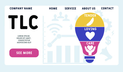 TLC - Tender Loving Care acronym. business concept background.  vector illustration concept with keywords and icons. lettering illustration with icons for web banner, flyer, landing