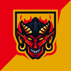 Red Devil Head Mascot Gaming Logo Template