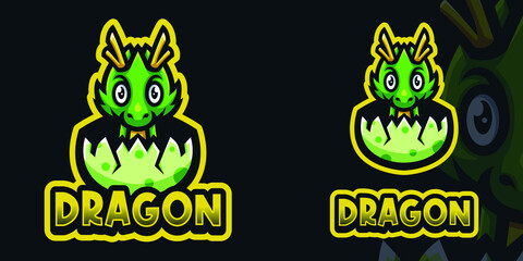 Baby Dragon Hatch Mascot Gaming Logo Template
