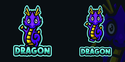 Purple Baby Dragon Mascot Gaming Logo Template