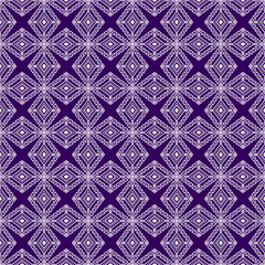 White Tribal or Native Seamless Pattern on Purple Background in Symmetry Rhombus Geometric Bohemian Style for Clothing or Apparel,Embroidery,Fabric,Package Design