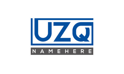 UZQ Letters Logo With Rectangle Logo Vector