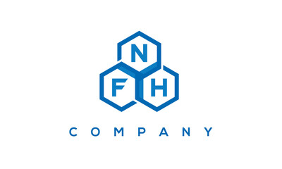 NFH letters design logo with three polygon hexagon logo vector template	