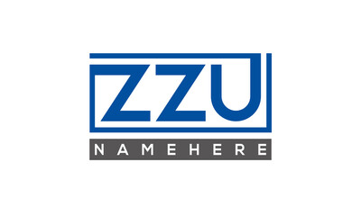 ZZU Letters Logo With Rectangle Logo Vector