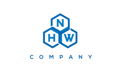 NHW letters design logo with three polygon hexagon logo vector template	